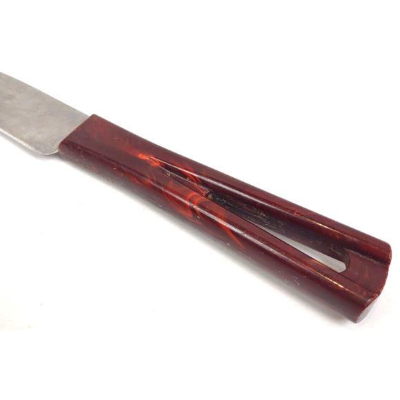 Vintage Bakelite Stanhome Stainless 12" Serrated Knife Hole Cutout Handle MCM - Picture 6 of 6